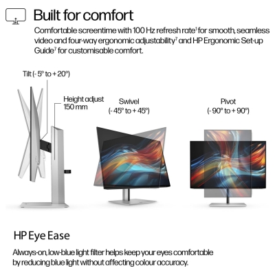 HP 724pu Series 7 Pro WUXGA Charging Monitor - 24" 1920x1200 WUXGA 350-nit 100Hz AG, IPS, USB-C(100W)/HDMI/DisplayPort Daisy-Cha