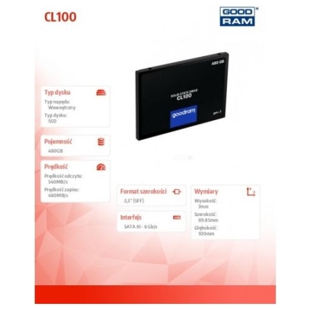 Goodram SSD CL100 G3 480GB SATA3 2,5
