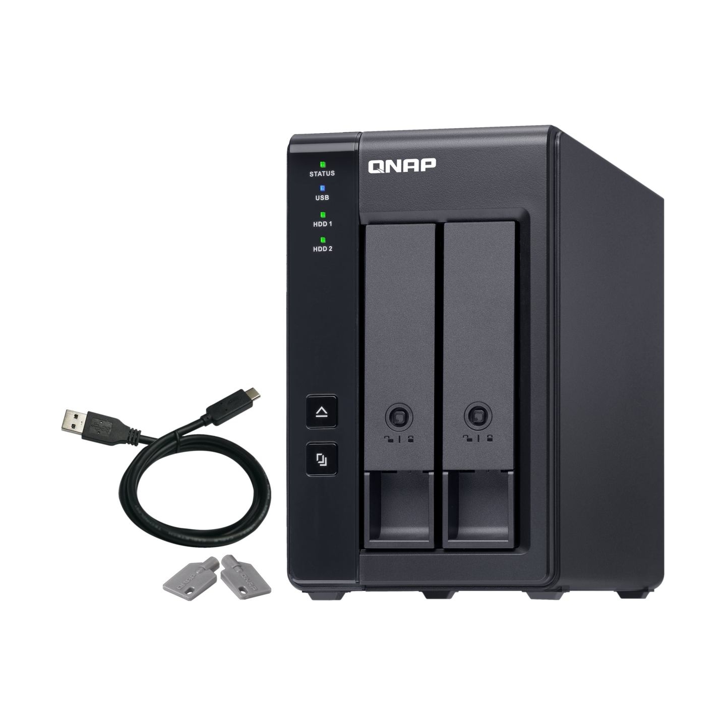 Qnap 2 Bay USB Type-C Direct Attached Storage with Hardware RAID | TR-002 | Micro | 6 GB | Black