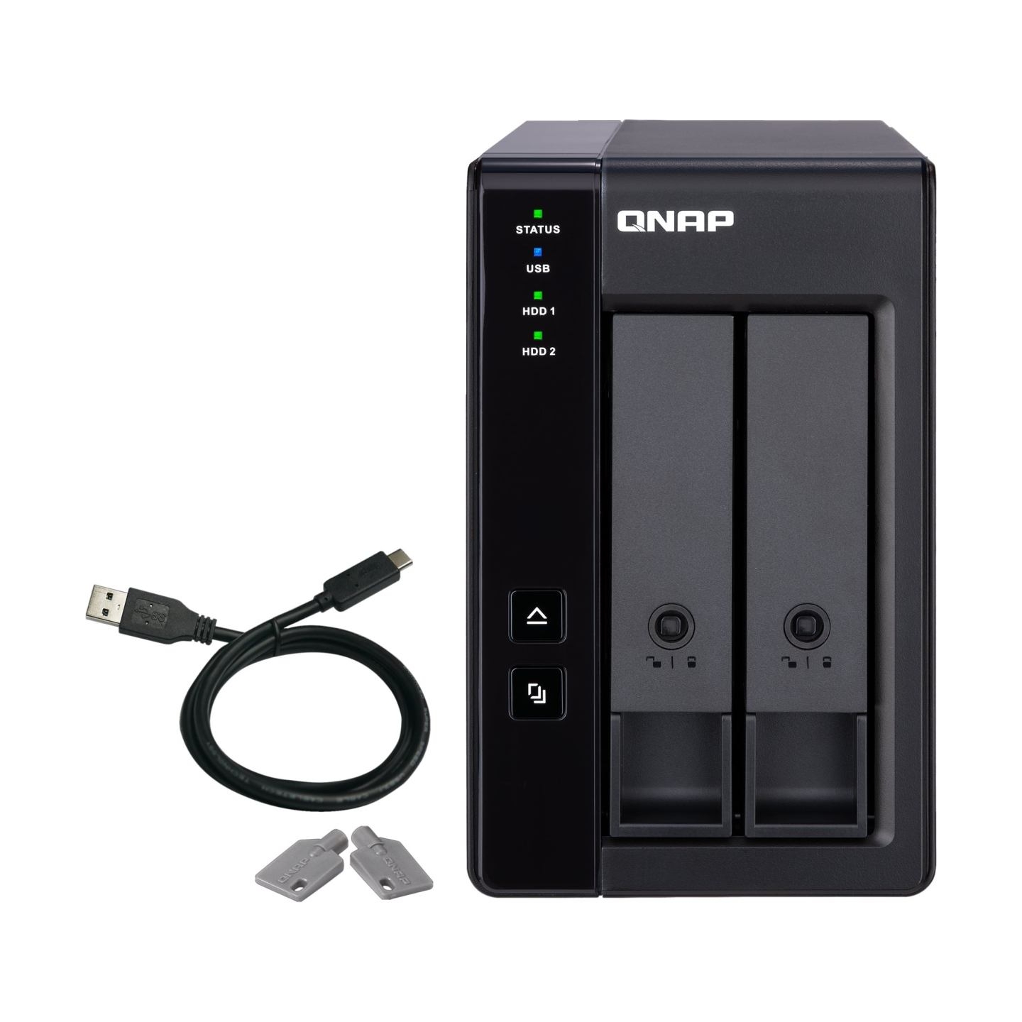 Qnap 2 Bay USB Type-C Direct Attached Storage with Hardware RAID | TR-002 | Micro | 6 GB | Black