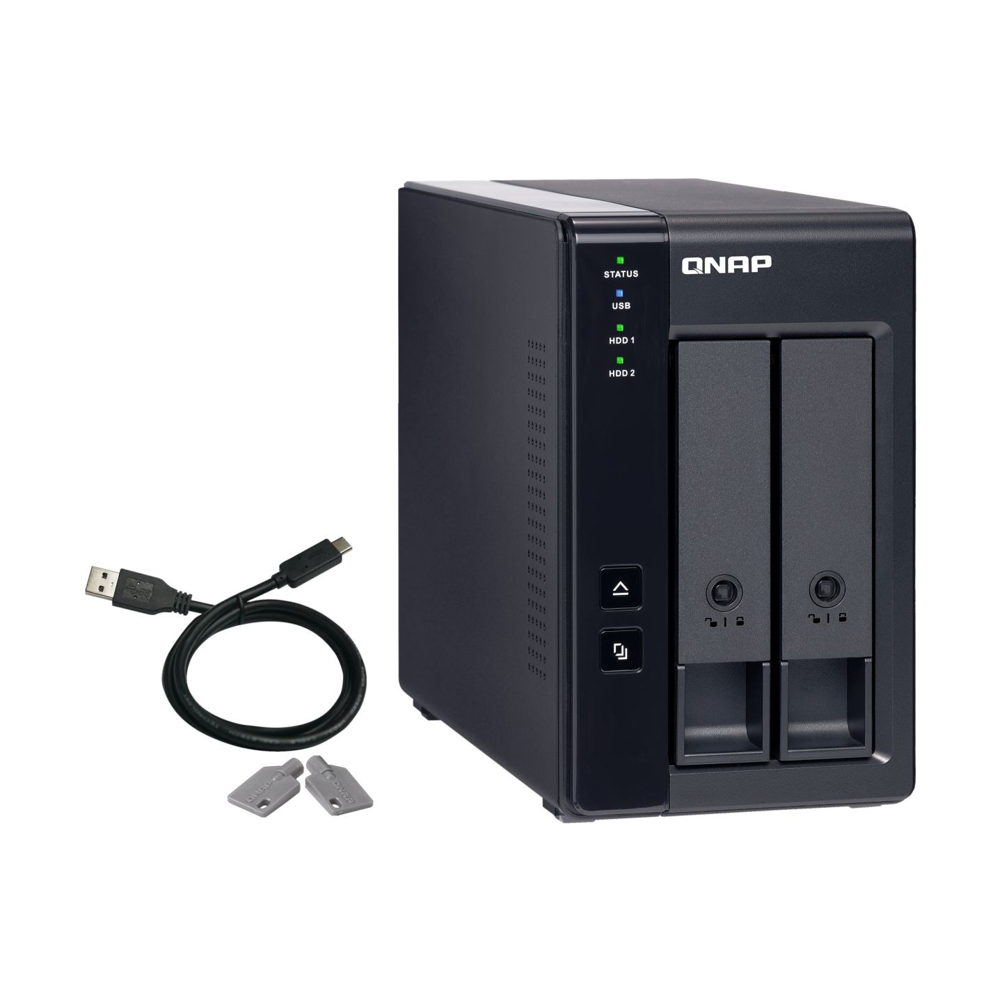 Qnap 2 Bay USB Type-C Direct Attached Storage with Hardware RAID | TR-002 | Micro | 6 GB | Black
