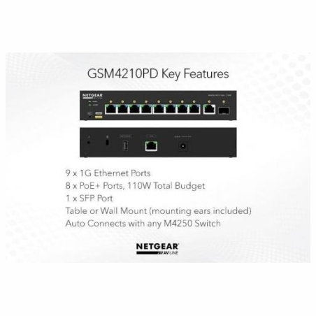 Netgear Switch 8xGE PoE+ 1xSFP GSM4210PD