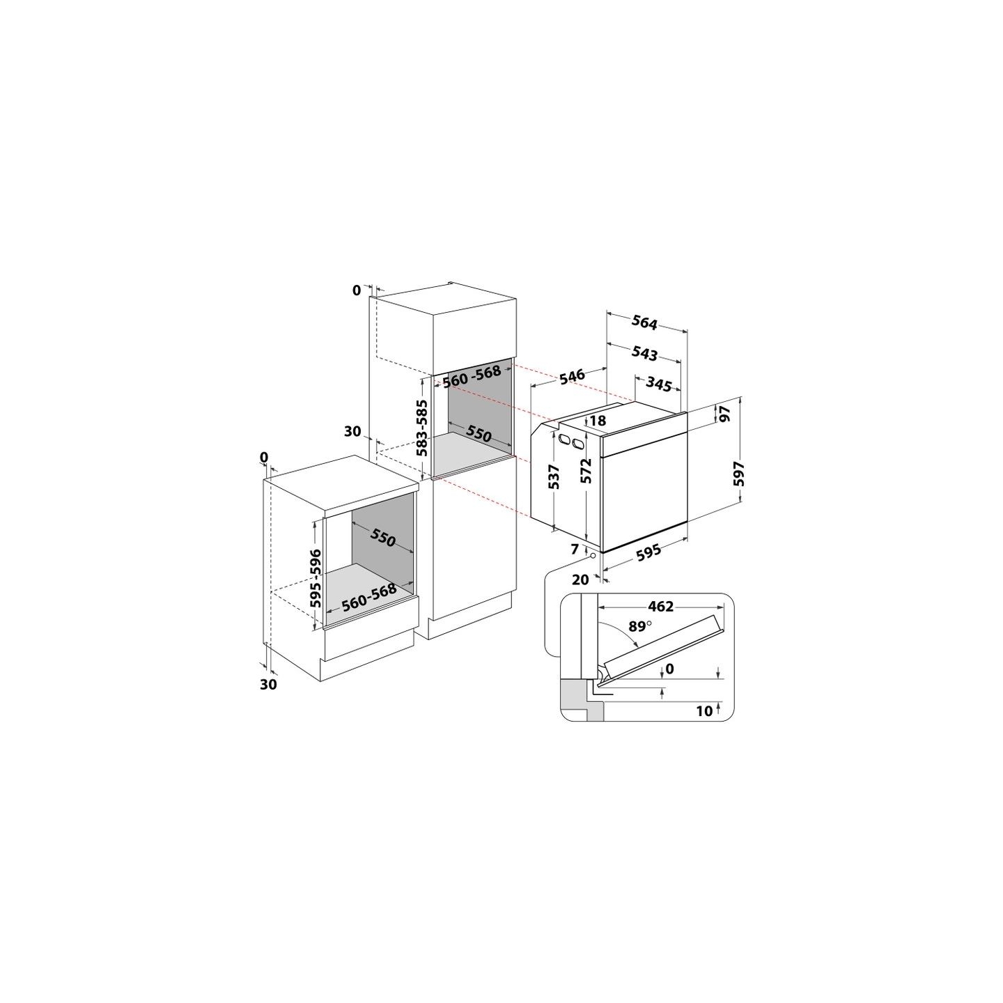 Whirlpool Oven | WOI4S8PM0SBA | 73 L | Electric | Pyrolytic/Hydrolytic | Electronic | Steam function | Height 59.7 cm | Width 59