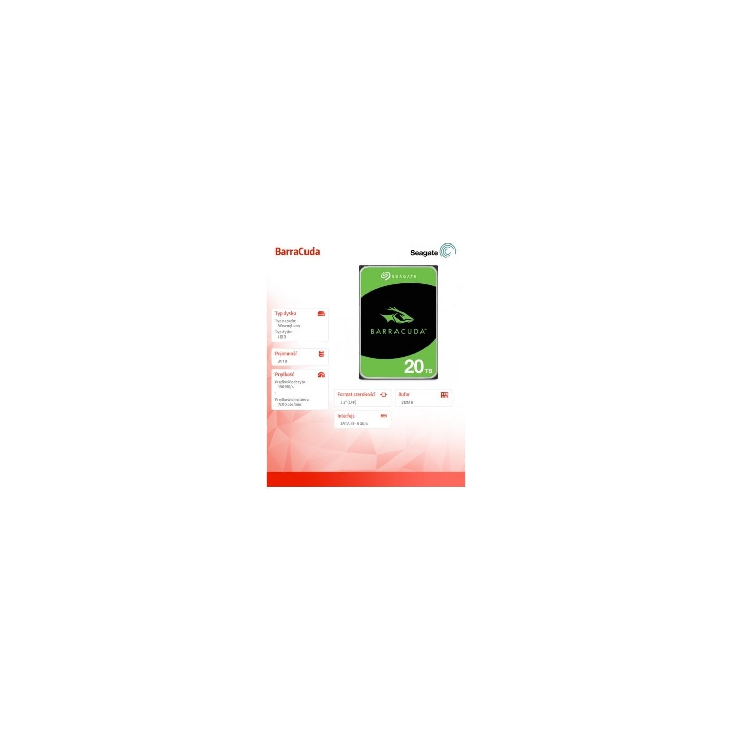 Seagate HDD BarraCuda 20TB 3.5 inches ST20000DM001