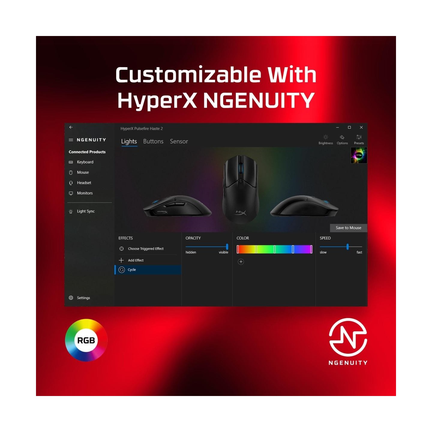 Hyperx HP HyperX PulsFire Hast e 2 GM Black - 6N0A7AA