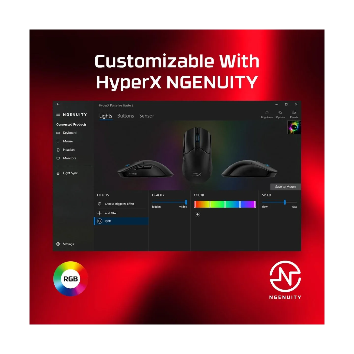 Hyperx HP HyperX PulsFire Hast e 2 GM Black - 6N0A7AA
