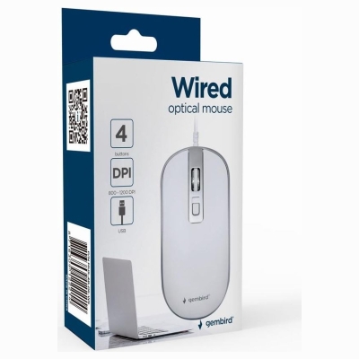 Gembird MOUSE USB OPTICAL WHITE/SILVER/MUS-4B-06-WS GEMBIRD