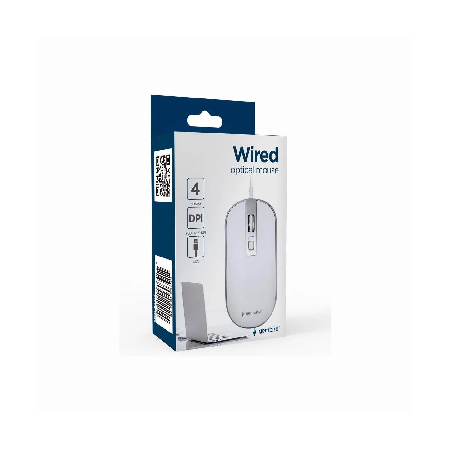 Gembird MOUSE USB OPTICAL WHITE/SILVER/MUS-4B-06-WS GEMBIRD