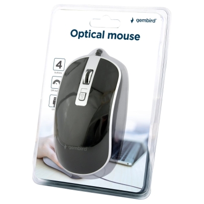Gembird | Optical USB mouse | MUS-4B-06-BS | Optical mouse | Black/Silver