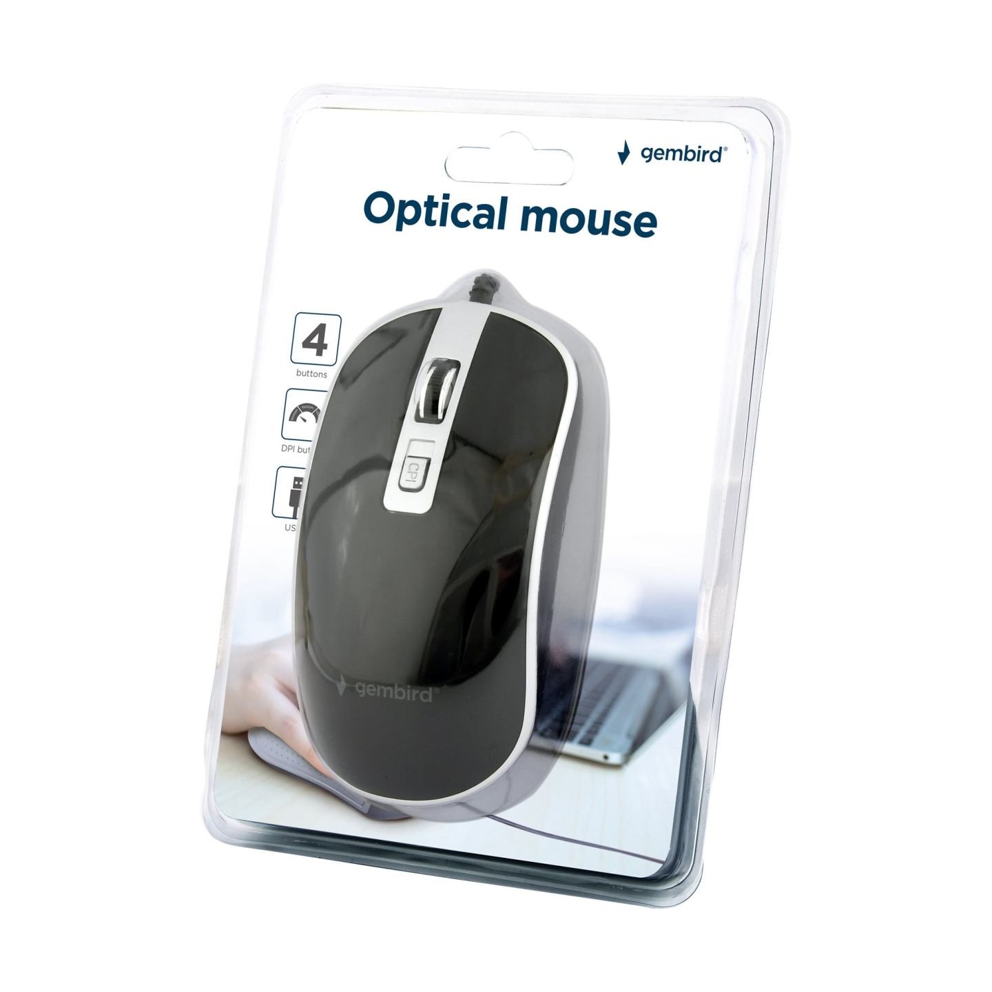 Gembird | Optical USB mouse | MUS-4B-06-BS | Optical mouse | Black/Silver