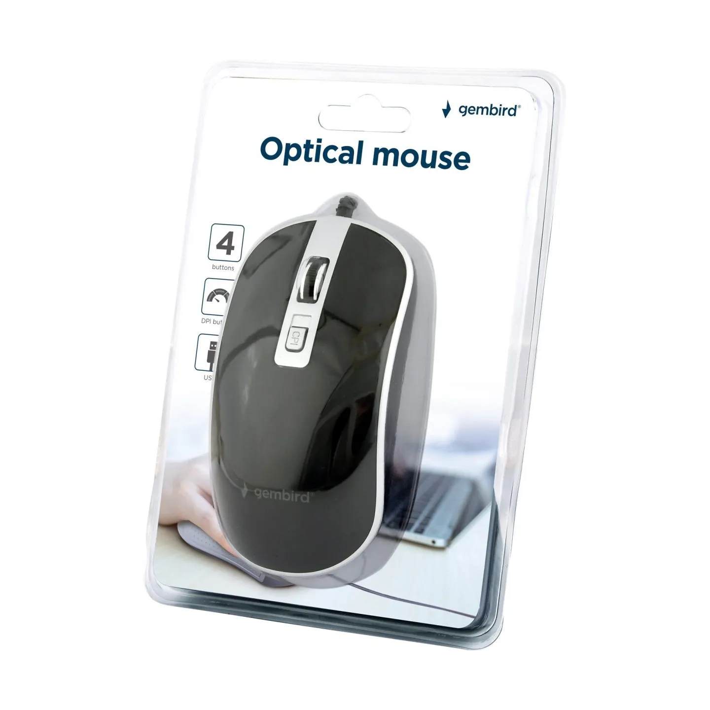 Gembird | Optical USB mouse | MUS-4B-06-BS | Optical mouse | Black/Silver