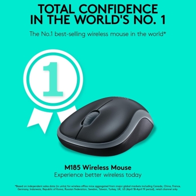 Logitech M185 cordless Notebook Mouse USB black blue / 910-002239
