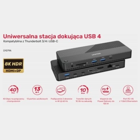 Unitek Dock station 12in1, USBC ,HDMI 2.1,USB 4; D1079A