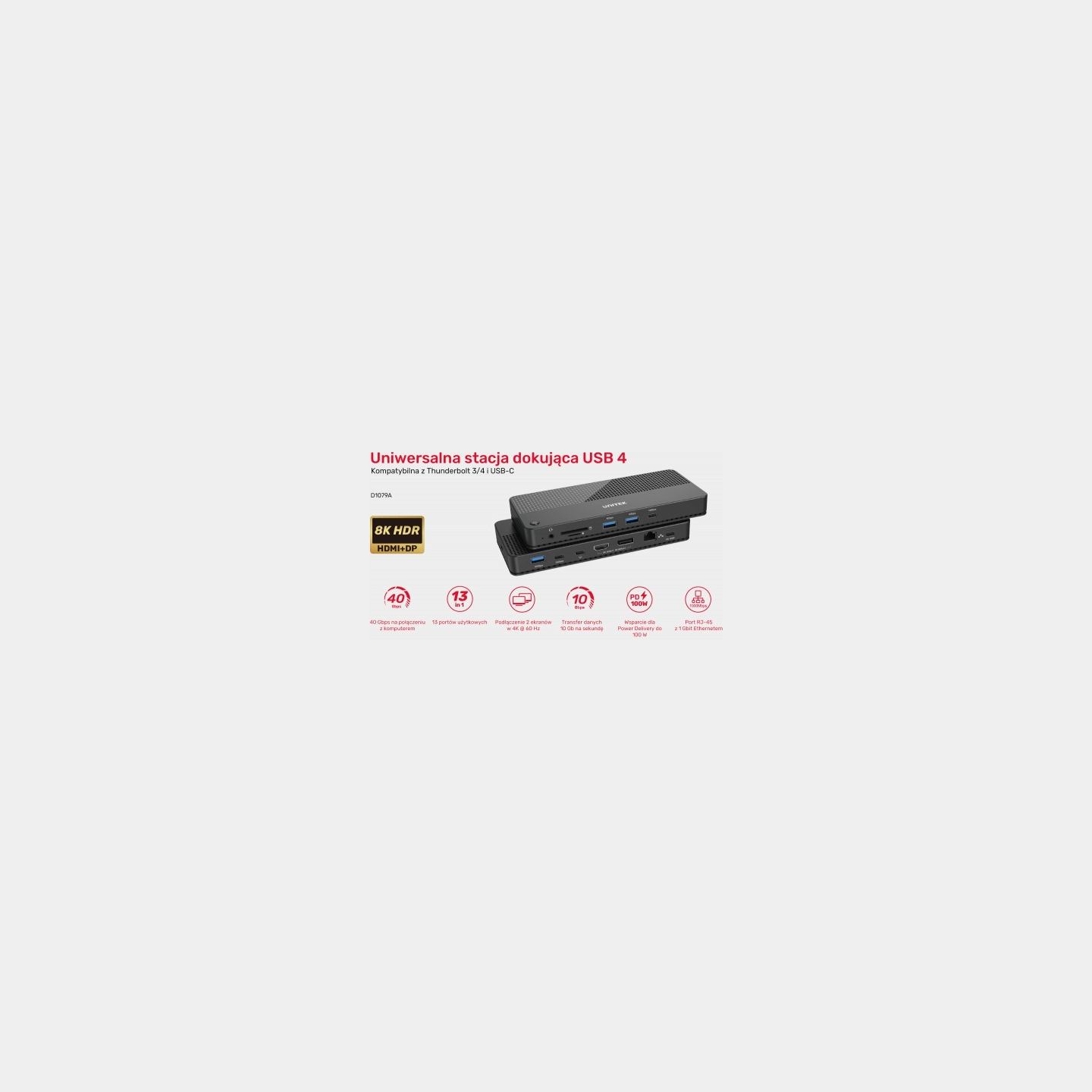 Unitek Dock station 12in1, USBC ,HDMI 2.1,USB 4; D1079A