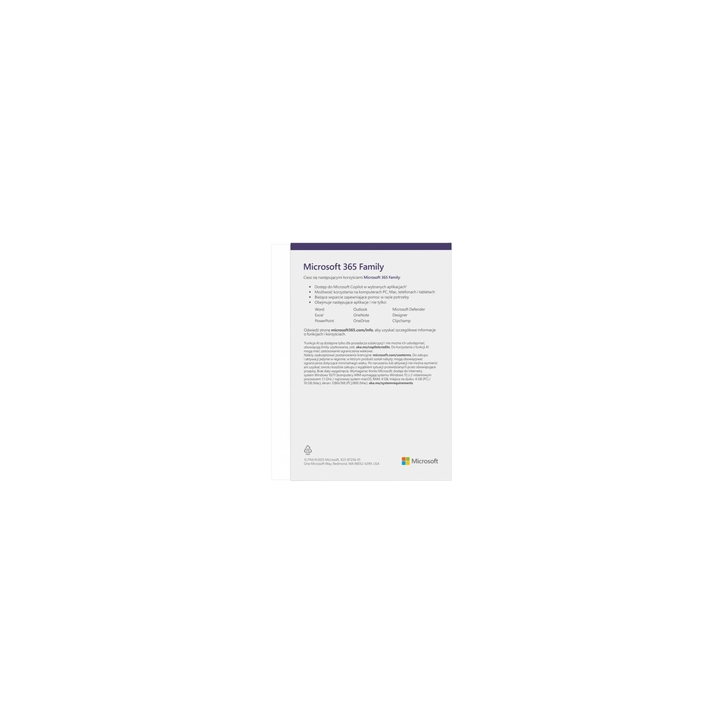 Microsoft M365 Family PL 1Y 6U Win/Mac Box EP2-32382