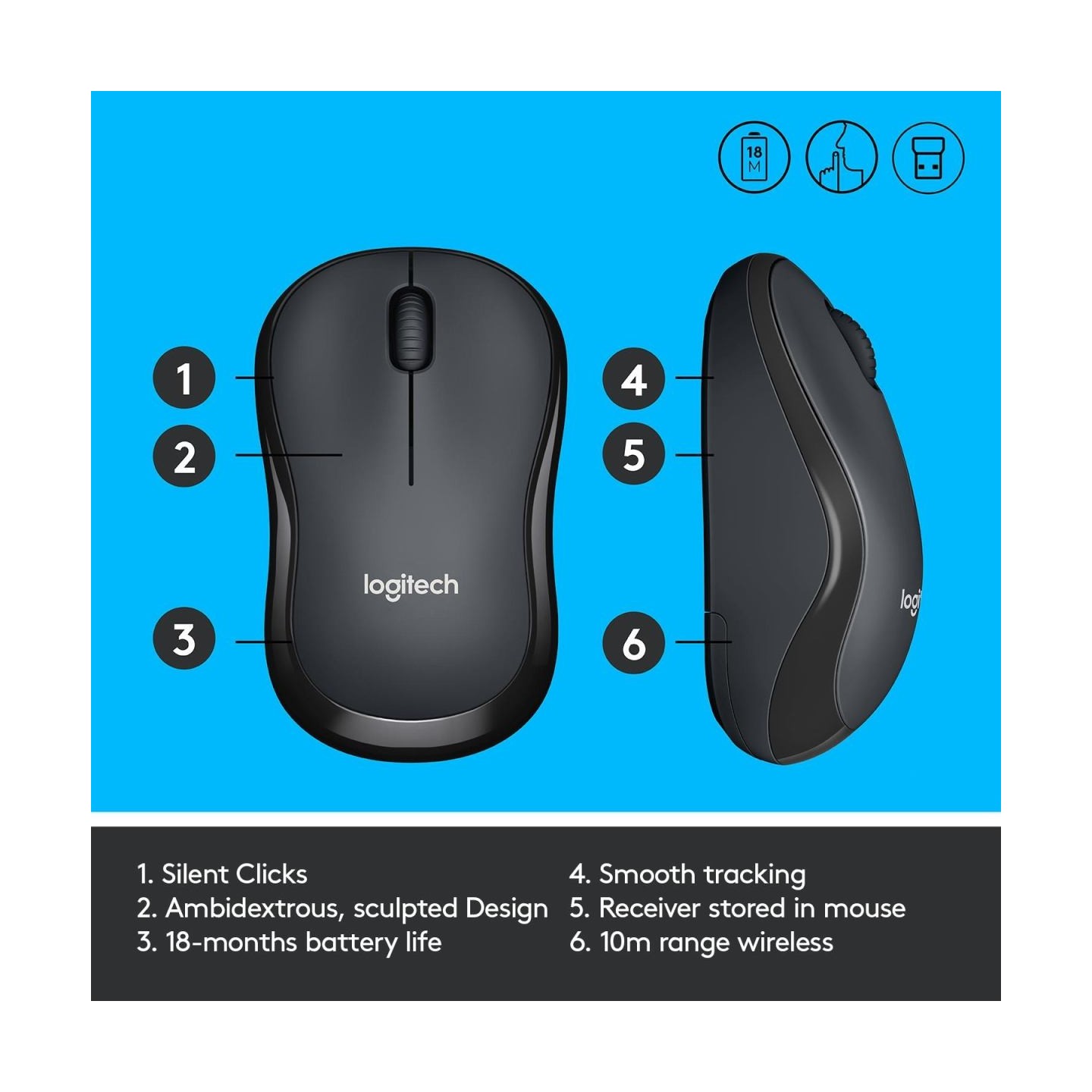 Logitech LOGI M220 Silent Black - 2.4GHZ