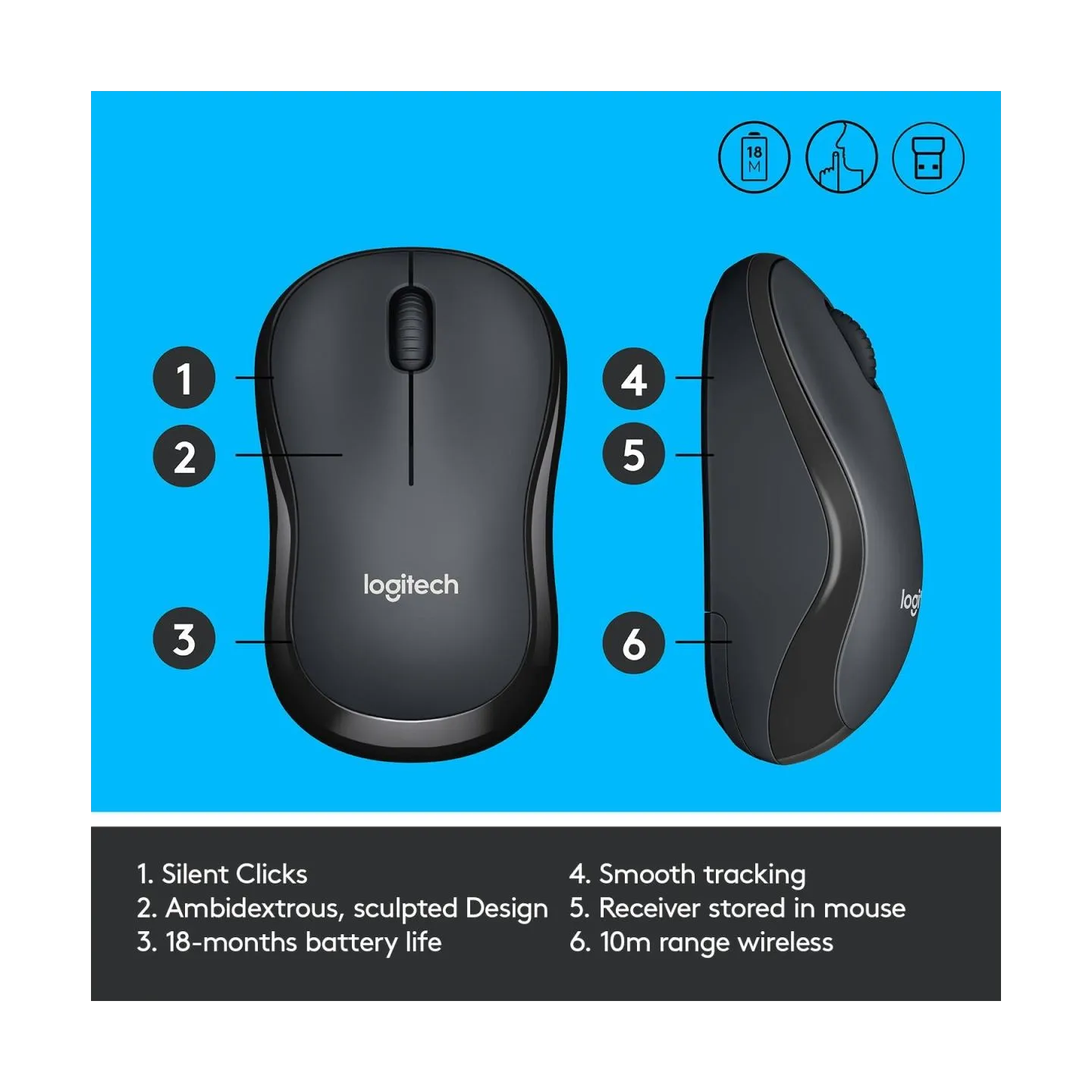 Logitech LOGI M220 Silent Black - 2.4GHZ