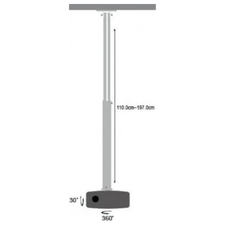 Techly Arm for projector 110-190cm ceiling, 15kg, silver
