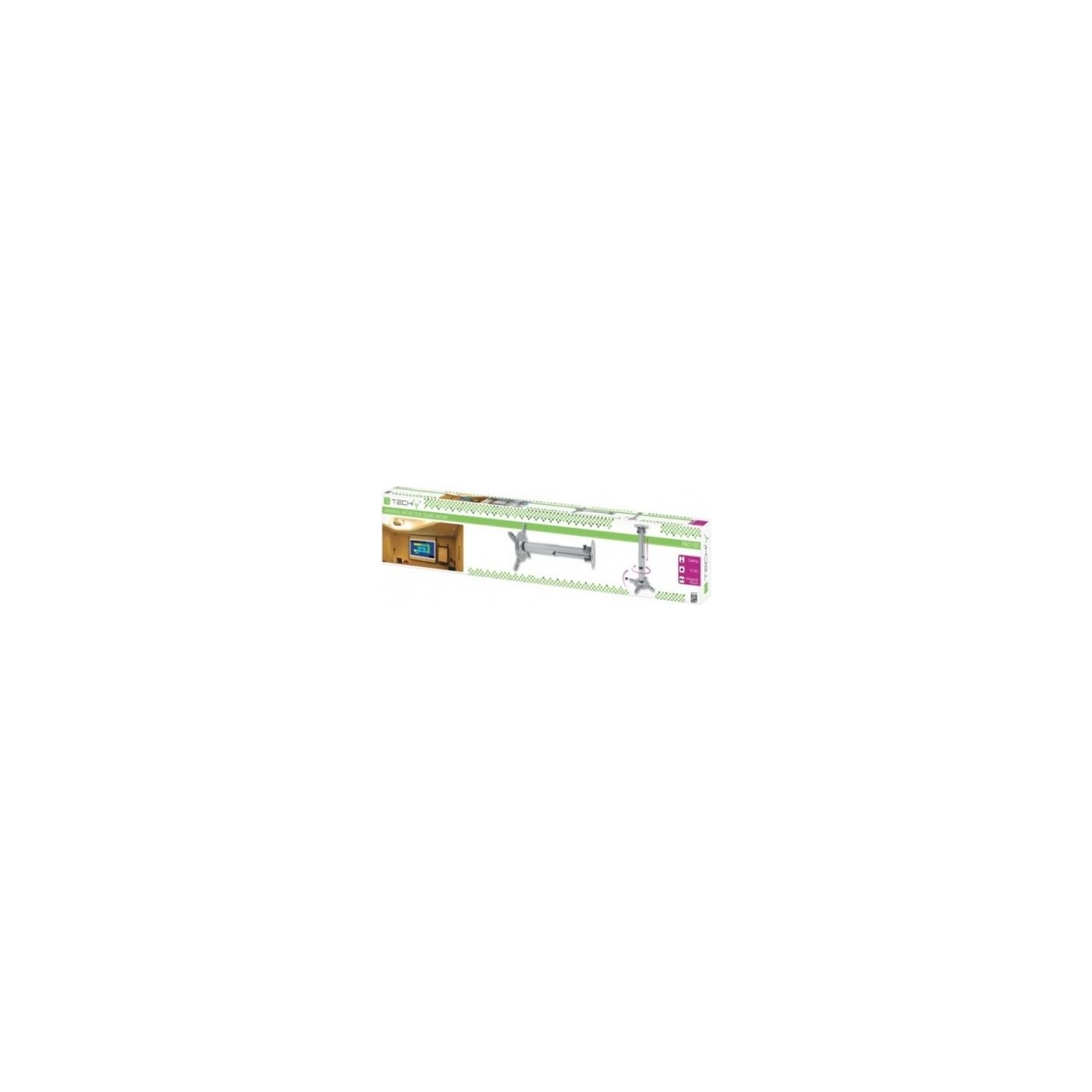 Techly Arm for projector 110-190cm ceiling, 15kg, silver