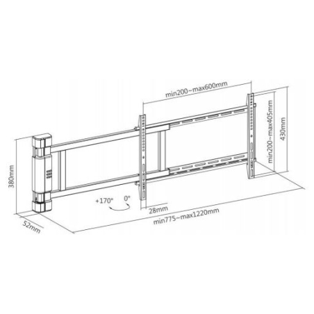 Techly Wall TV holder Techly 32-75 inch 50kg electric