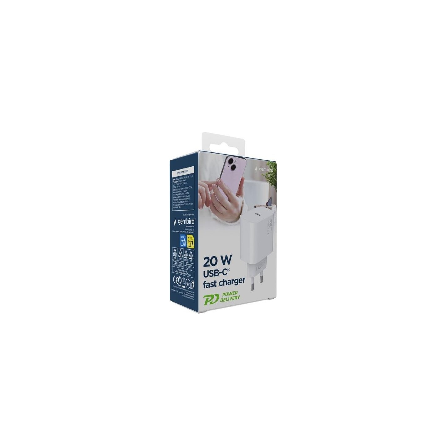Gembird 24 pin USB-C | USB Type-C 20 W USB Fast Charger | TA-UC-PD20-01-W