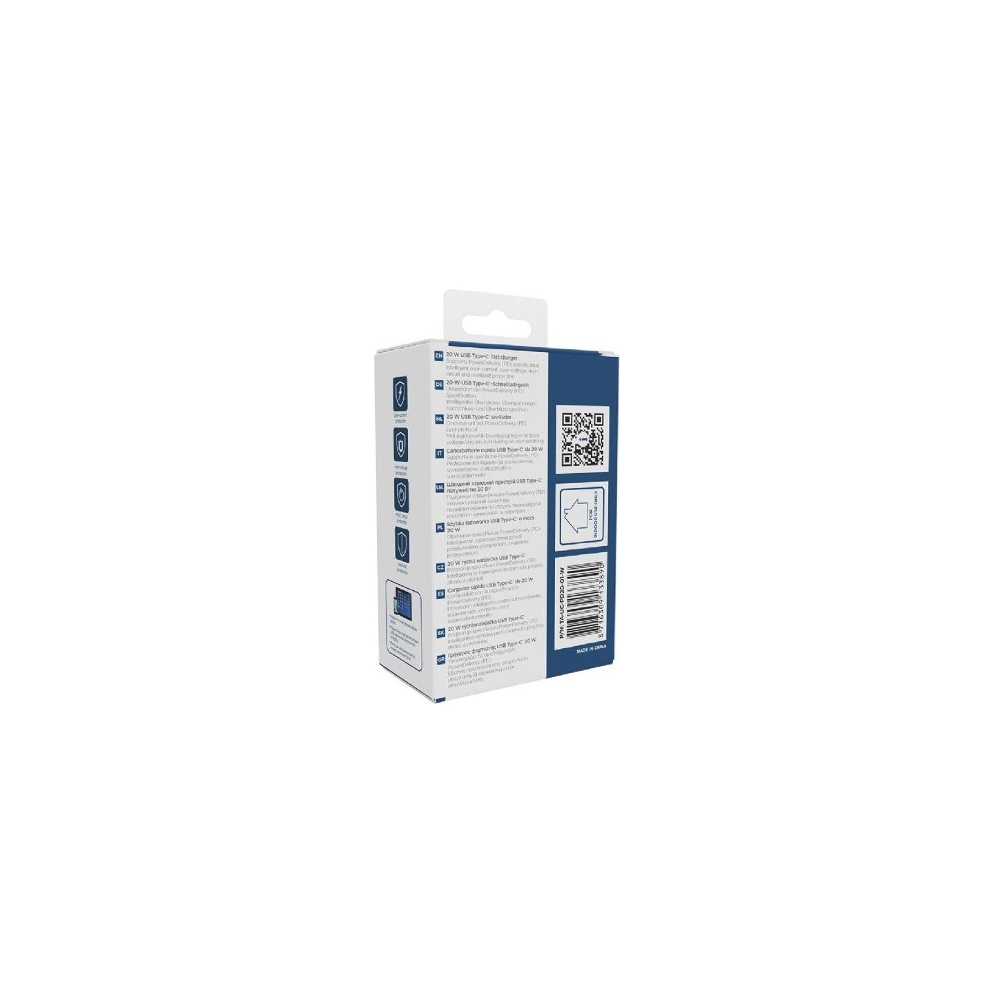 Gembird 24 pin USB-C | USB Type-C 20 W USB Fast Charger | TA-UC-PD20-01-W