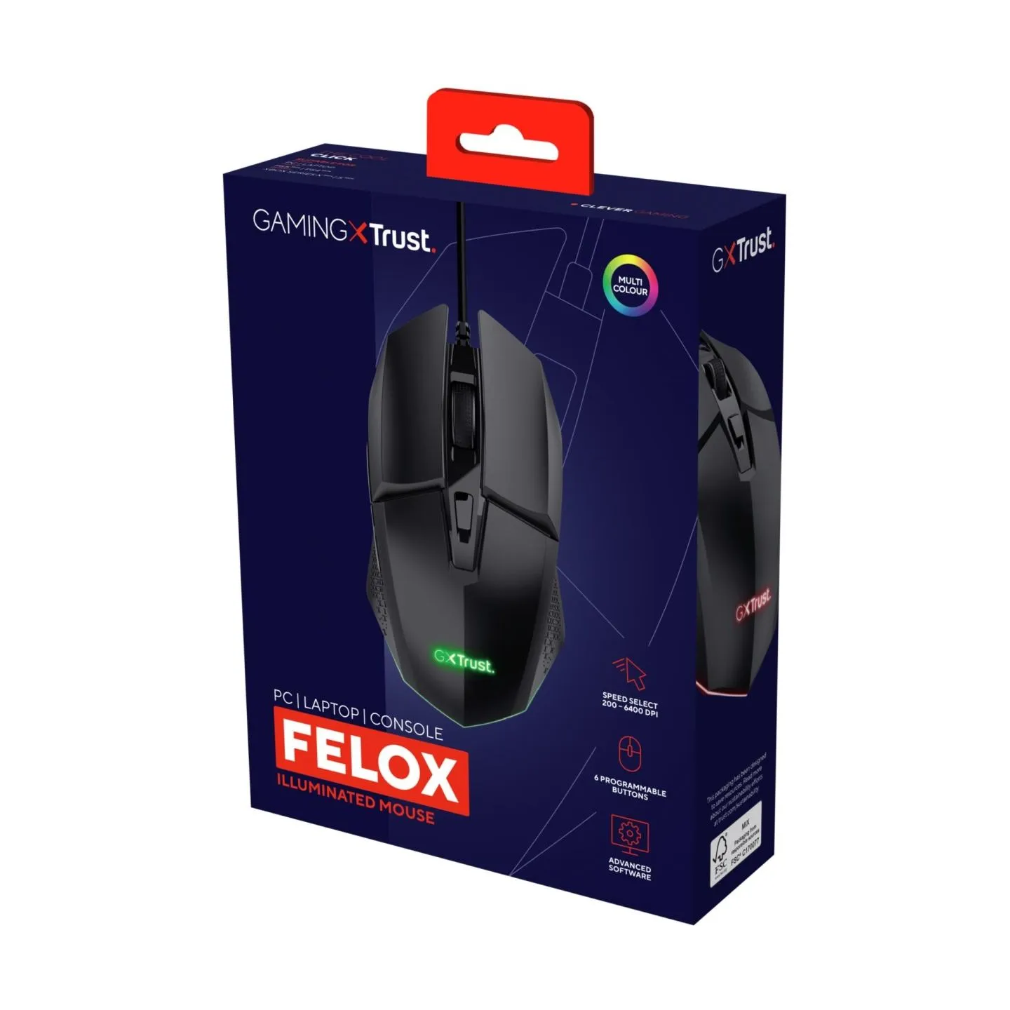 Trust MOUSE USB OPTICAL GAMING BLACK/GXT 109 FELOX 25036 TRUST