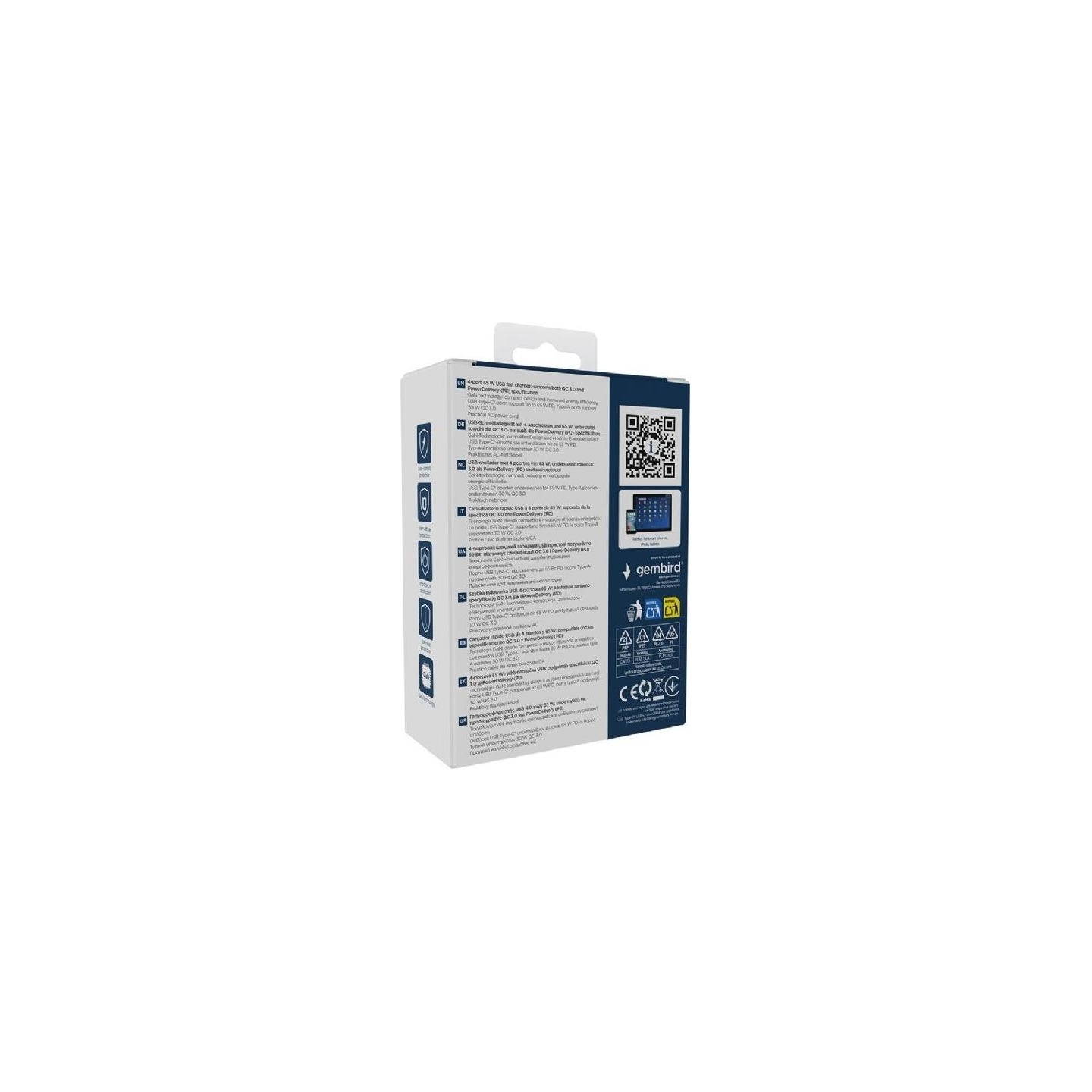 Gembird 4-port 65 W GaN USB PowerDeliver