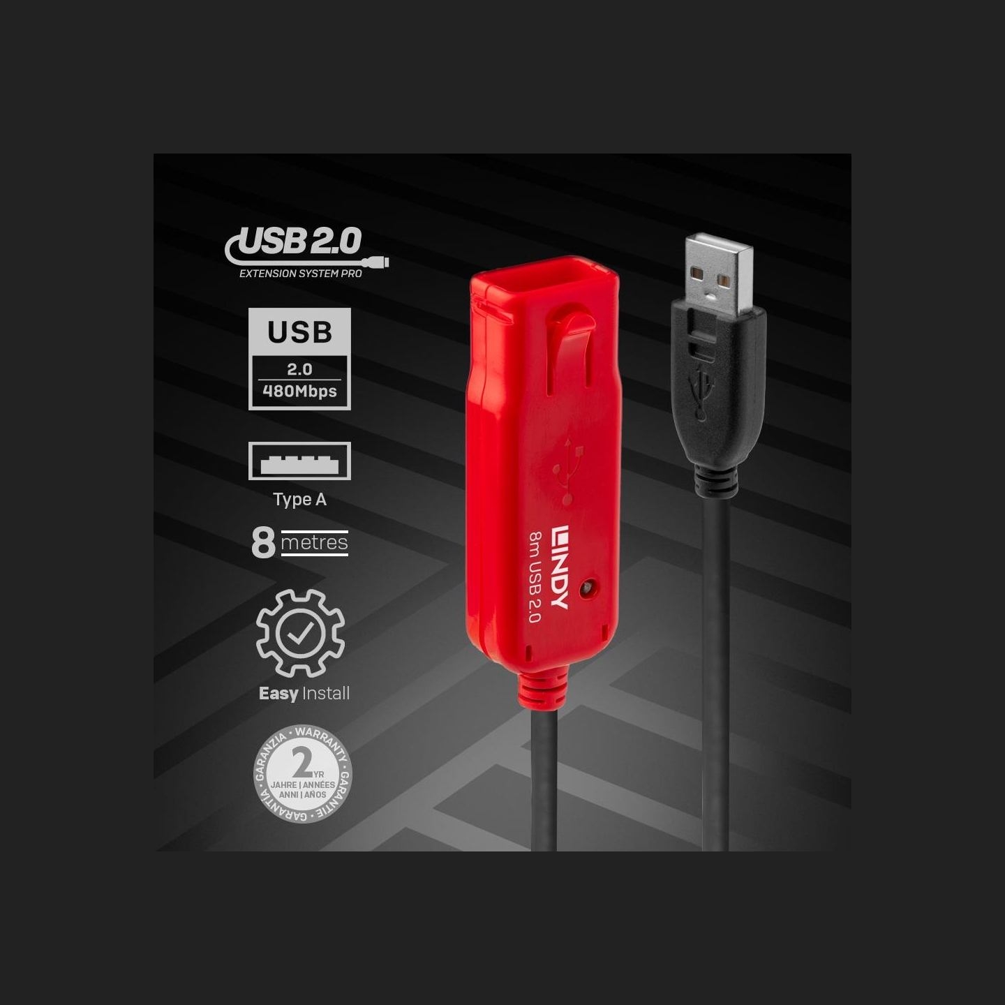 Lindy CABLE USB2 8M ACTIVE EXT. PRO/42780 LINDY