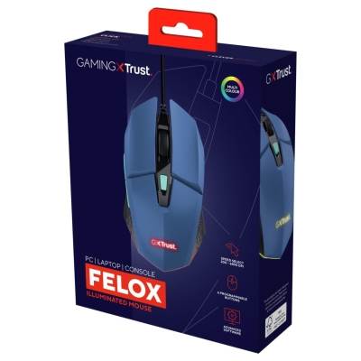 Trust MOUSE USB OPTICAL BLUE/GXT109B FELOX 25067 TRUST