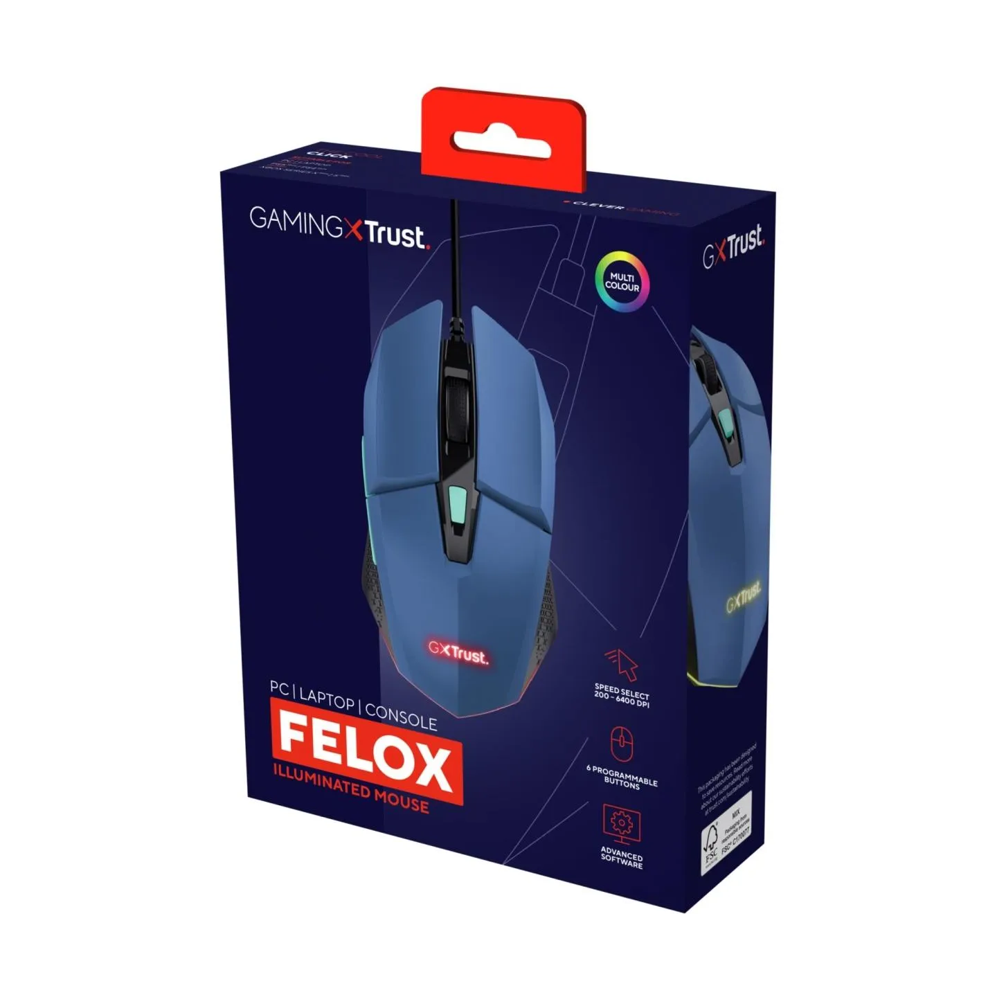 Trust MOUSE USB OPTICAL BLUE/GXT109B FELOX 25067 TRUST