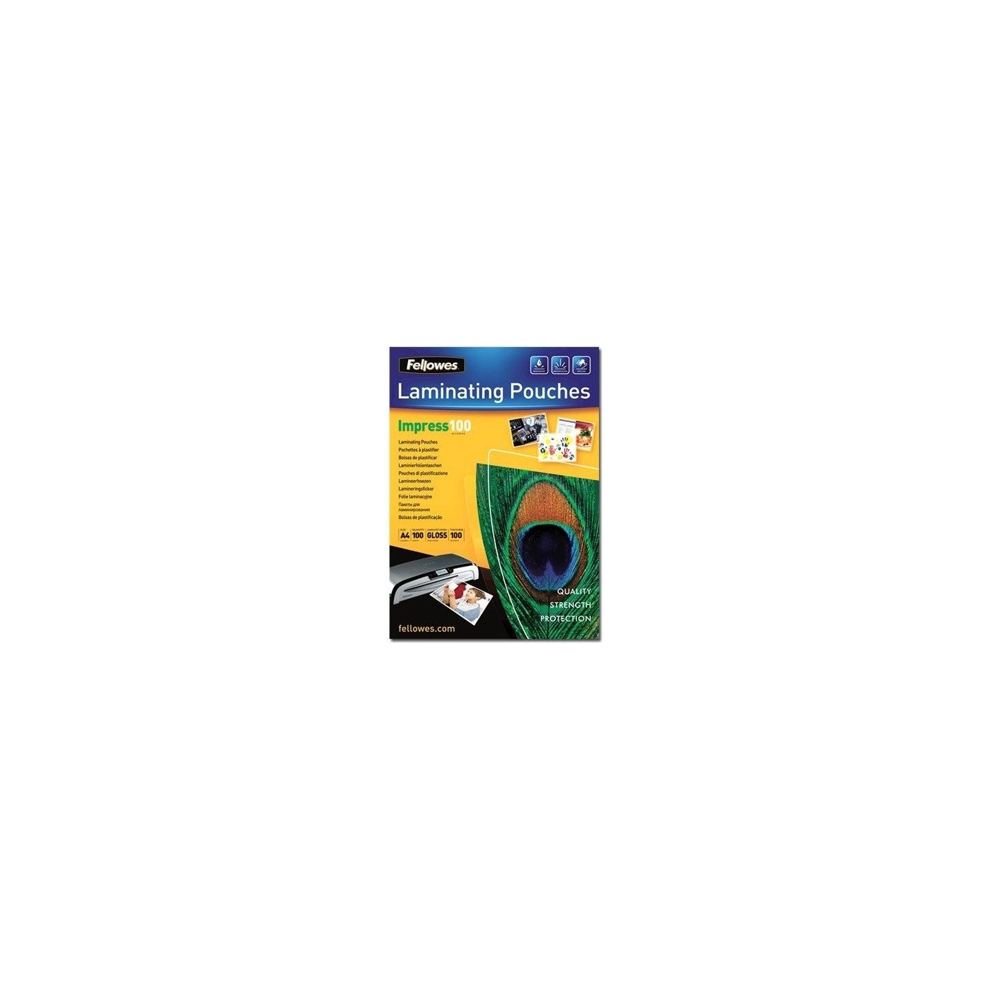 Fellowes | Laminating Pouch | A3 | Glossy | Thickness: 100 micron, Qty Per Pack: 100 pcs; Ideal for notices, craft materials, si