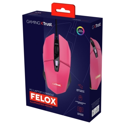 Trust MOUSE USB OPTICAL GAMING PINK/GXT109P FELOX 25068 TRUST
