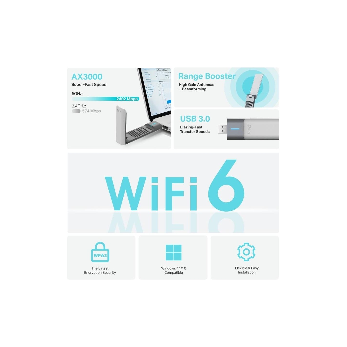 Tp-Link WRL ADAPTER 3000MBPS USB/ARCHER TX50UH TP-LINK