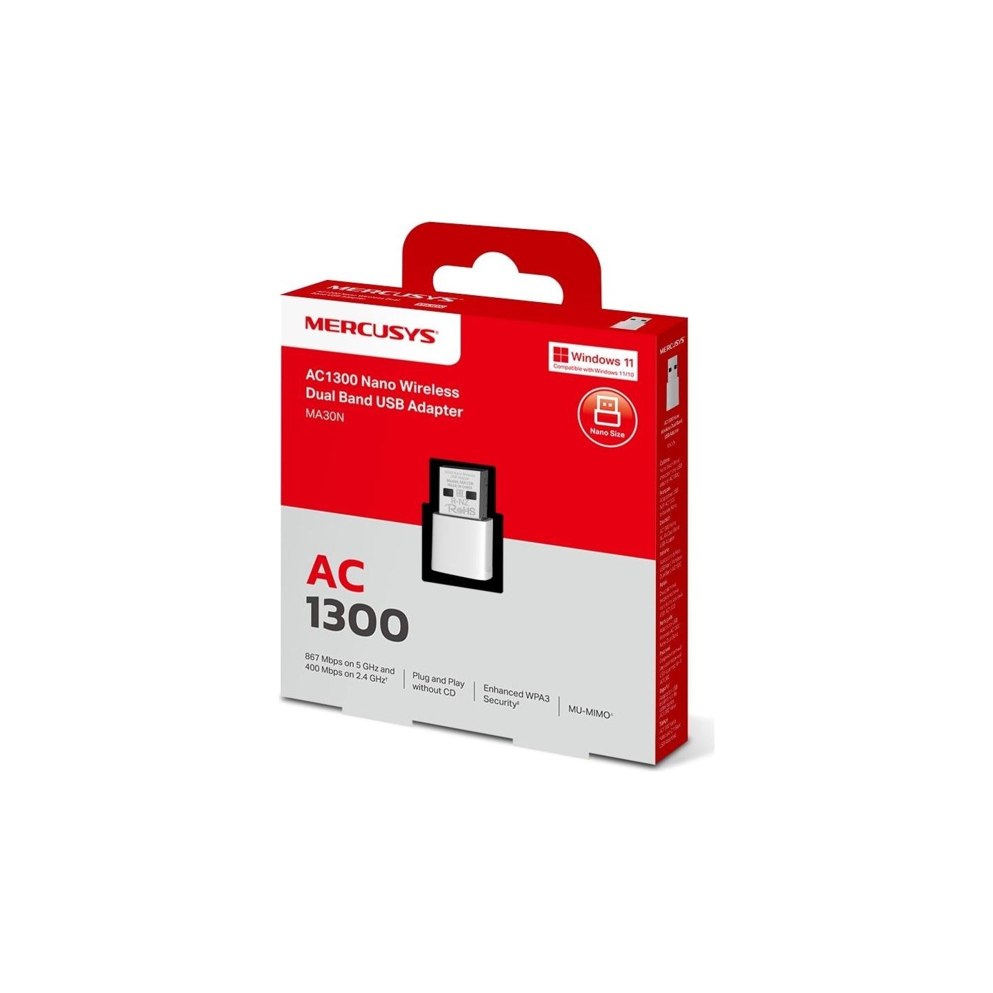 Mercusys AC1300 Nano Wireless Dual Band USB Adapter | Mercusys | AC1300 Nano Wireless Dual Band USB Adapter