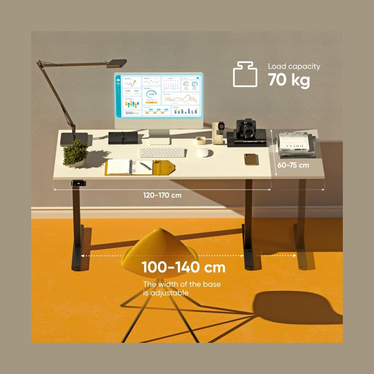 Onkron DESK FRAME MOTORISED/BLACK WDF221E-B ONKRON