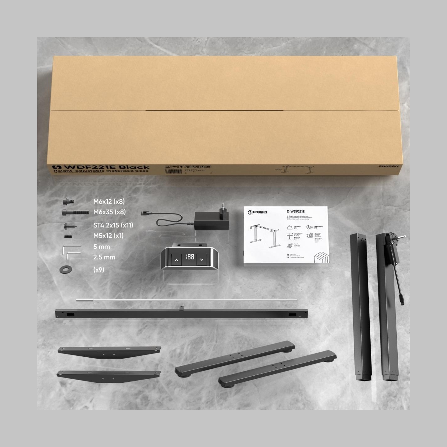 Onkron DESK FRAME MOTORISED/BLACK WDF221E-B ONKRON