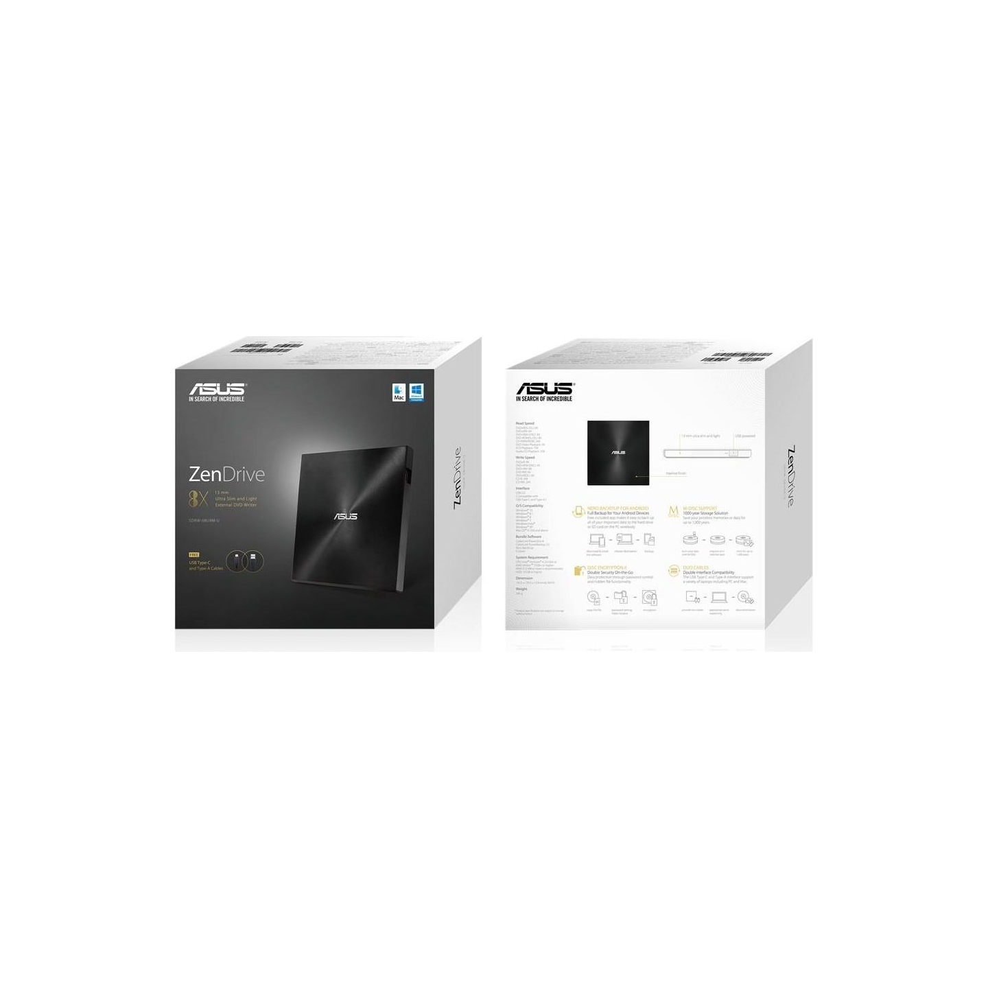 Asus DVD RW USB2 8X EXT RTL BLACK/SDRW-08U9M-U/BLK/G/AS/P2G ASUS