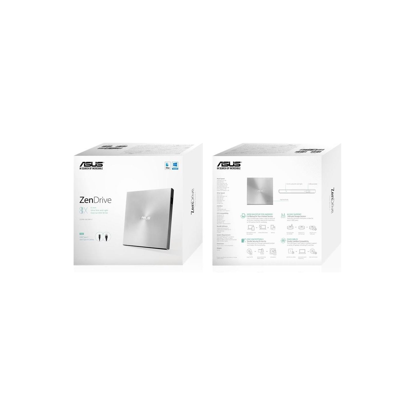 Asus DVD RW USB2 8X EXT RTL/SDRW-08U9M-U/SIL/G/AS/P2G ASUS