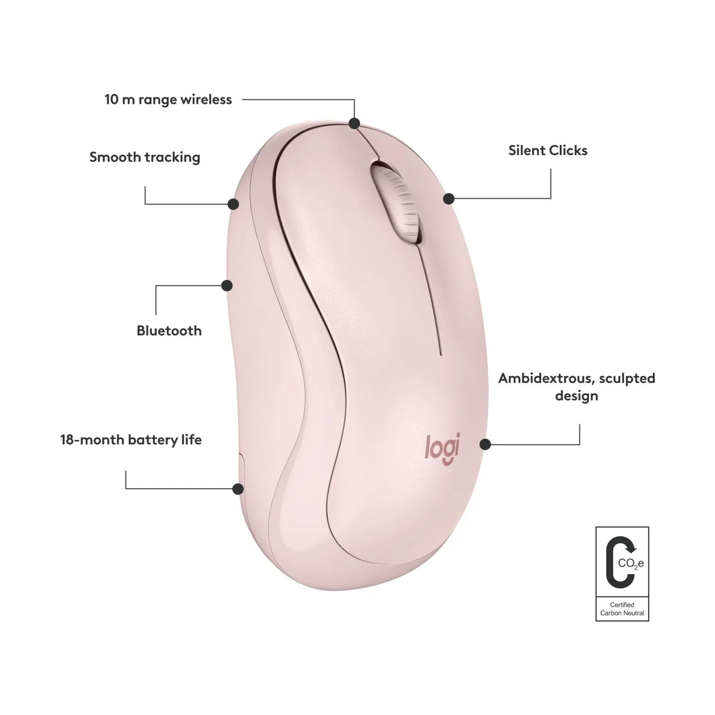 Logitech M240 Bluetooth Mouse - ROSE - SILENT