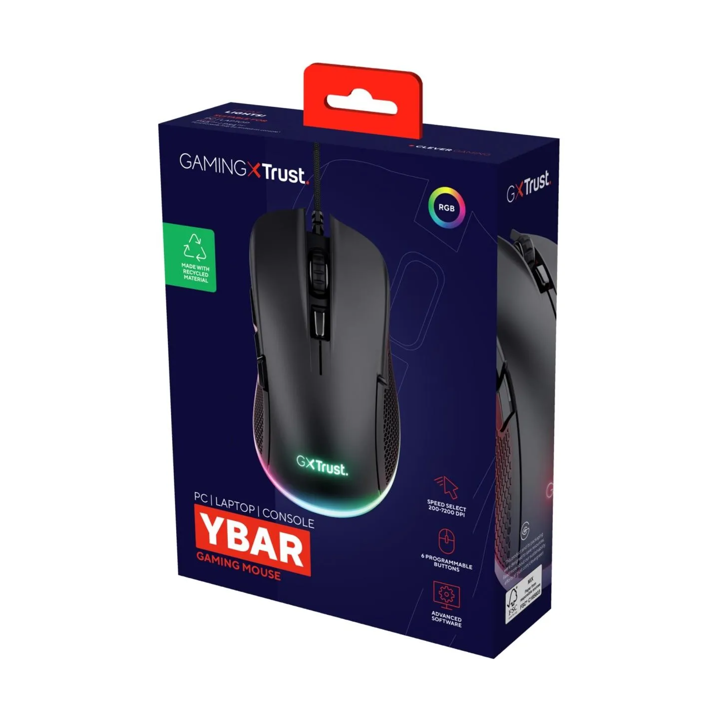 Trust MOUSE USB OPTICAL GAMING/GXT 922 YBAR BLACK 24729 TRUST