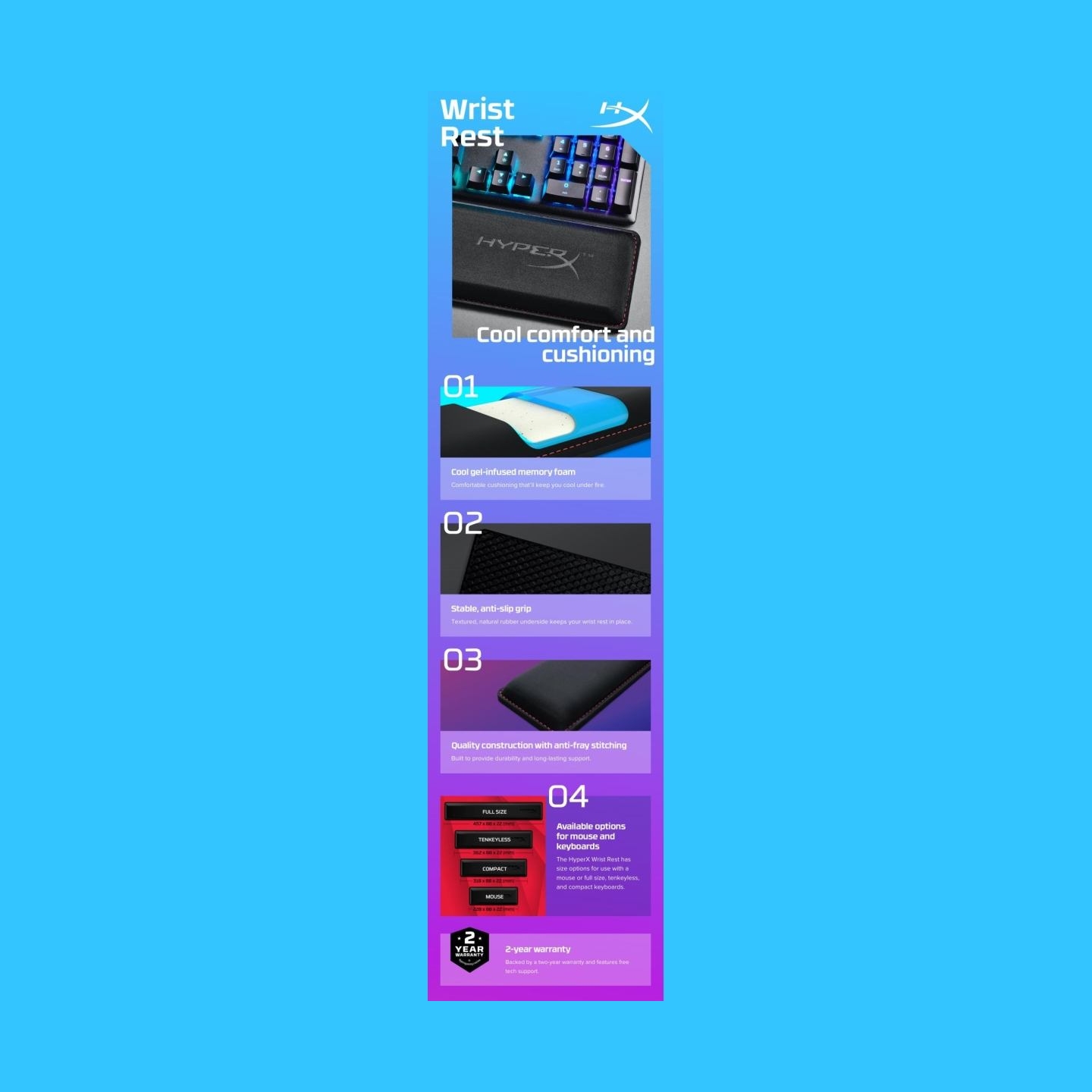 Hyperx KEYBOARD ACC WRIST REST/COMPACT 60/65 HYPERX