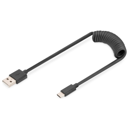 Digitus | USB 2.0 Type A to USB C Spiral Cable | AK-300430-006-S | USB-A to USB-C USB 2.0 Type A, plug | USB C, plug