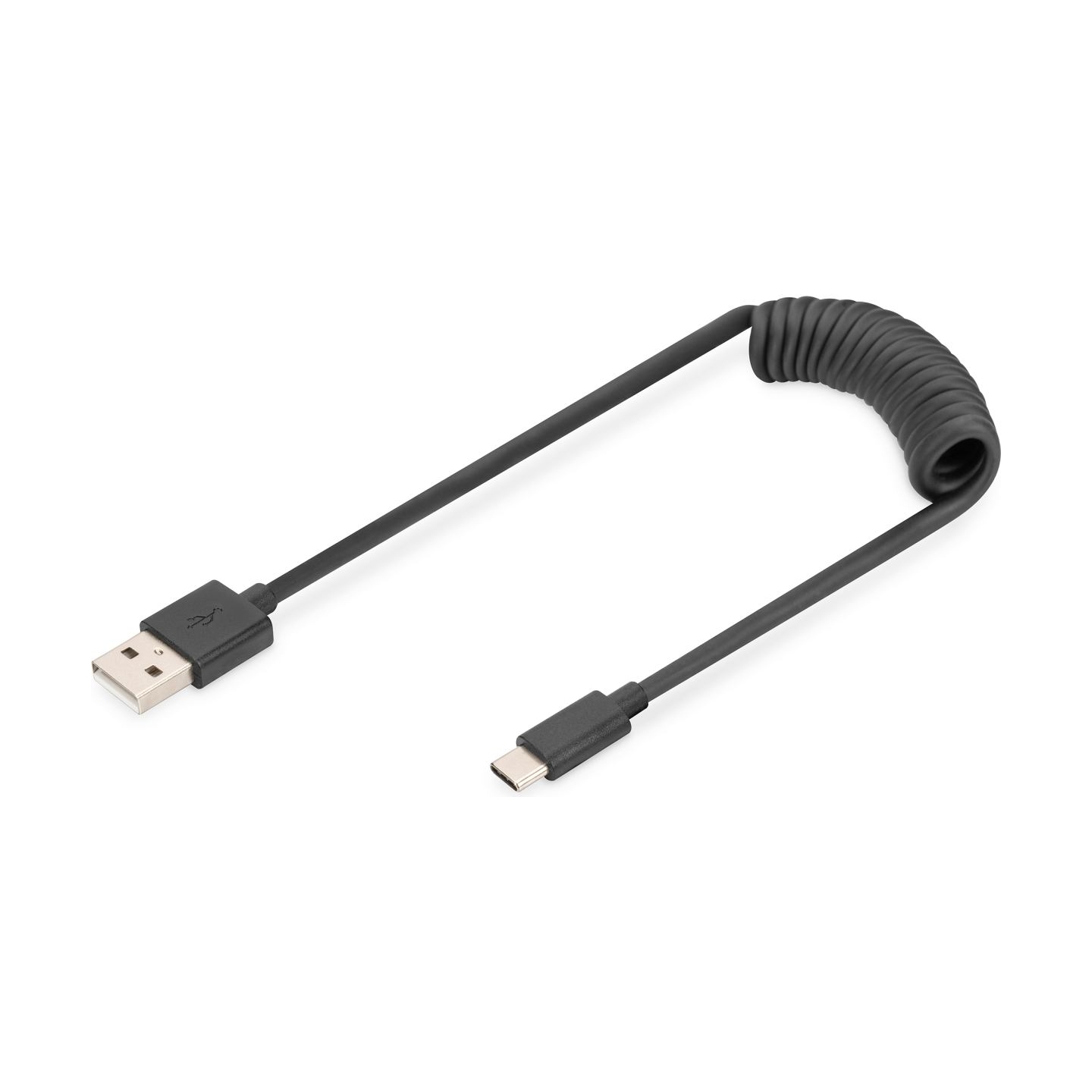 Digitus | USB 2.0 Type A to USB C Spiral Cable | AK-300430-006-S | USB-A to USB-C USB 2.0 Type A, plug | USB C, plug