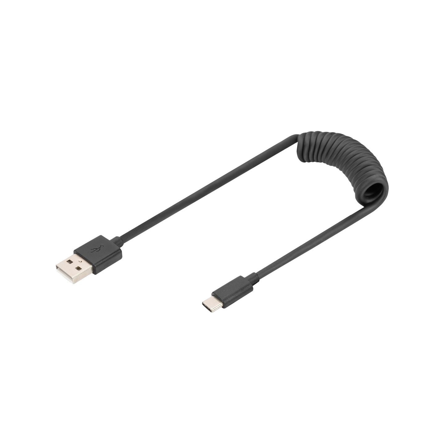 Digitus | USB 2.0 Type A to USB C Spiral Cable | AK-300430-006-S | USB-A to USB-C USB 2.0 Type A, plug | USB C, plug