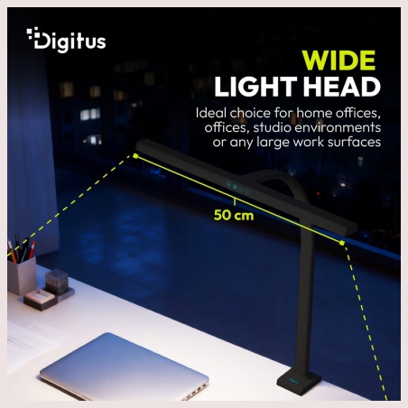 Digitus LED Desk Lamp, 50 cm, Black | DA-90490 | 1025 lm | 7 W | 3000-6500 K | Warm to cold white light | LED lamp | 10 V