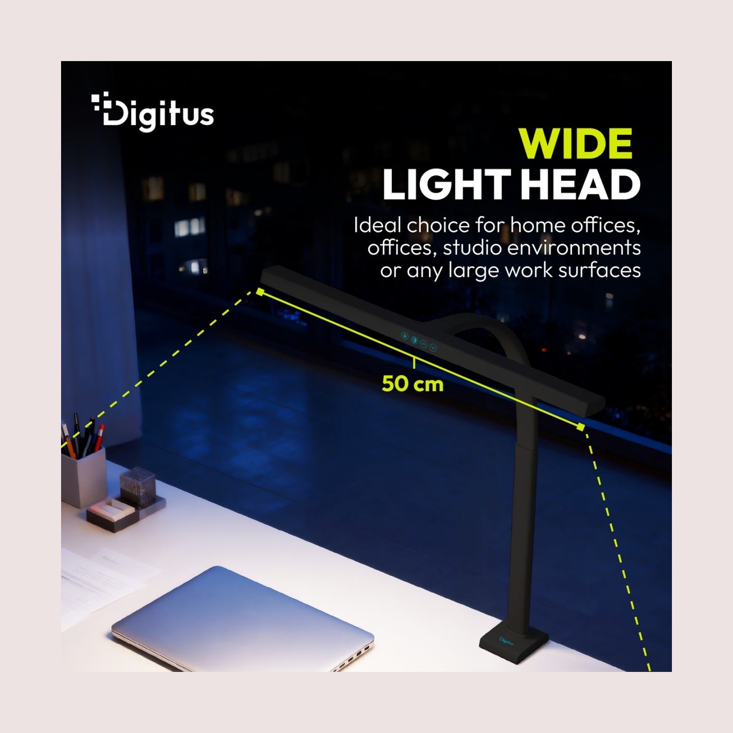 Digitus LED Desk Lamp, 50 cm, Black | DA-90490 | 1025 lm | 7 W | 3000-6500 K | Warm to cold white light | LED lamp | 10 V