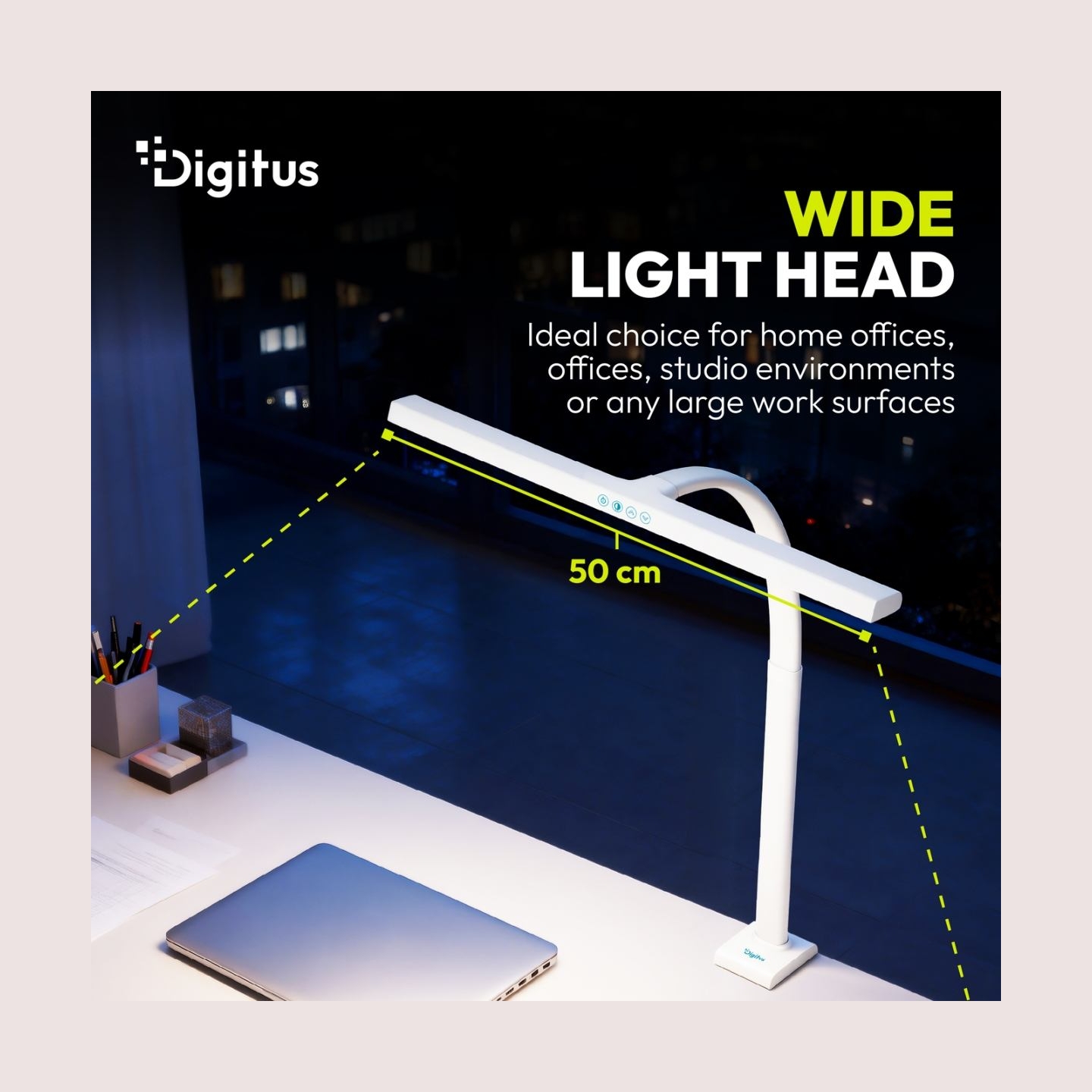 Digitus LED Desk Lamp, 50 cm, White | DA-90491 | 1025 lm | 7 W | 3000-6500 K | Warm to cold white light | LED lamp | 10 V