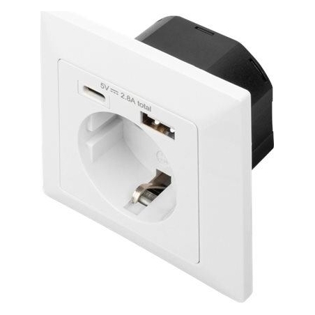 Digitus | Safety Plug for Flush Mounting with 1 x USB Type-C, 1 x USB A