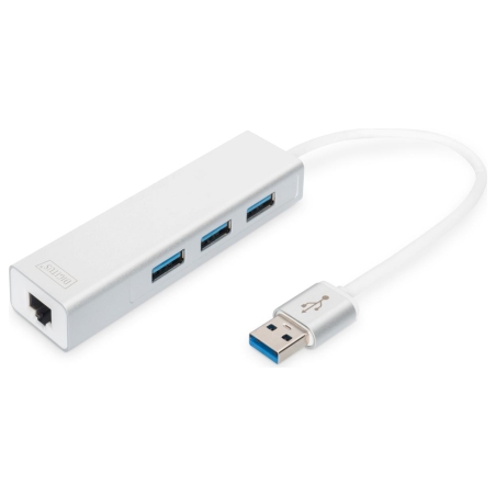Digitus | 3-port USB Hub and Gigabit LAN adapter | DA-70250-1 | USB Hub